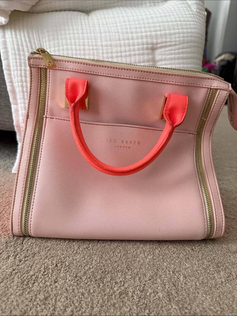Ted Baker Pink Satchel with Coral Handles